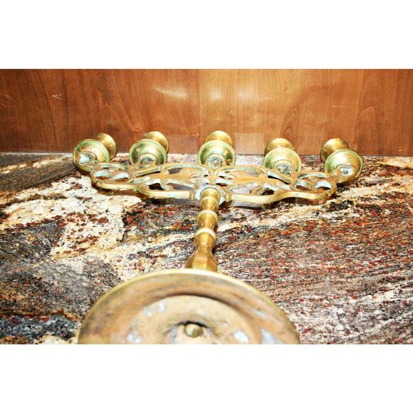 Antique Set of Judea Lions Three-Armed Shabbat Candelabra - Picture 7 of 8